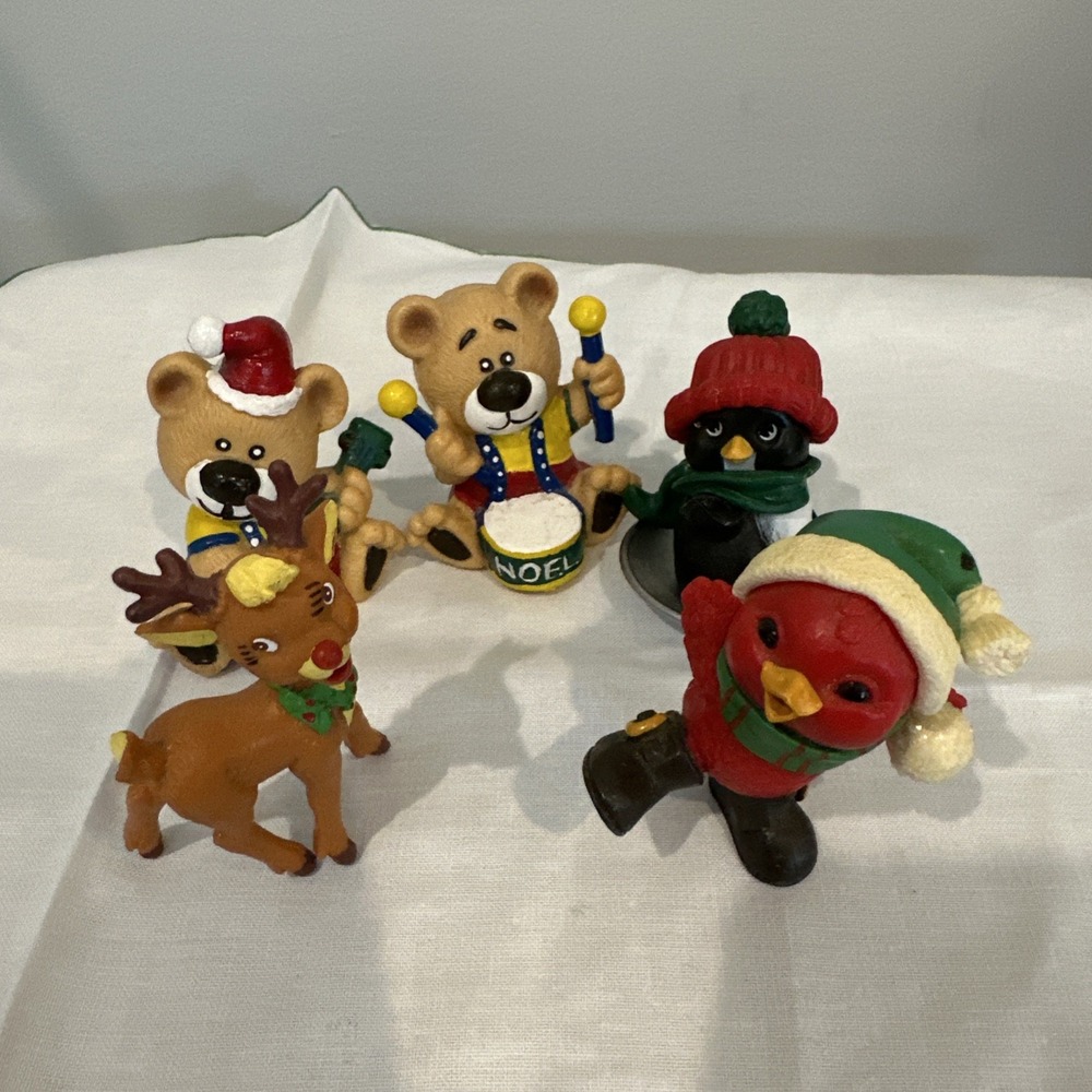 Vintage 1980's Hallmark & Russ PVC Christmas Figurines Red Bird, Penguin, More